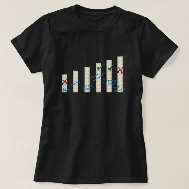 Länge der Maßstäbe humorvolle Präferenzen T-Shirt (Design vorne)