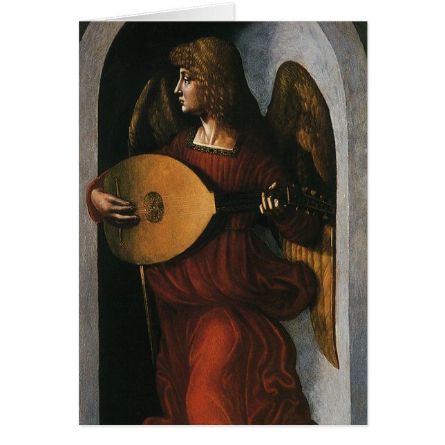 L'ange en rouge jouant du luth de Léonard de Vinci (Devant)