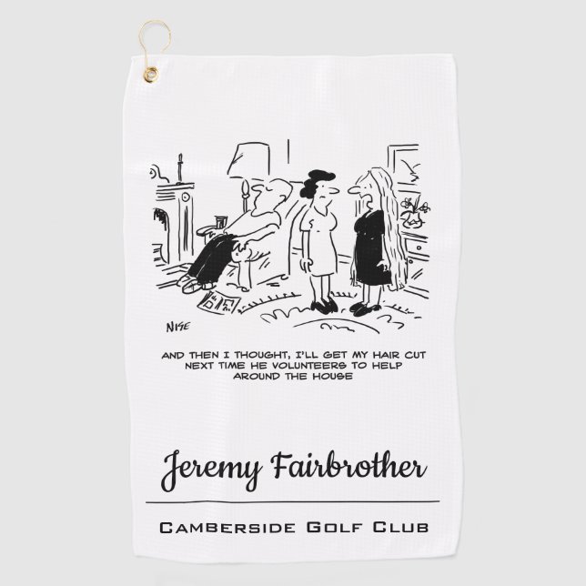 Lange Frisur ohne Haarschnitt oder Haarstyling Golfhandtuch (Vorderseite)