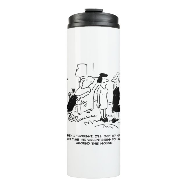 Lange Frisur ohne Haarschnitt oder Haarstyling Thermosbecher (Vorderseite)