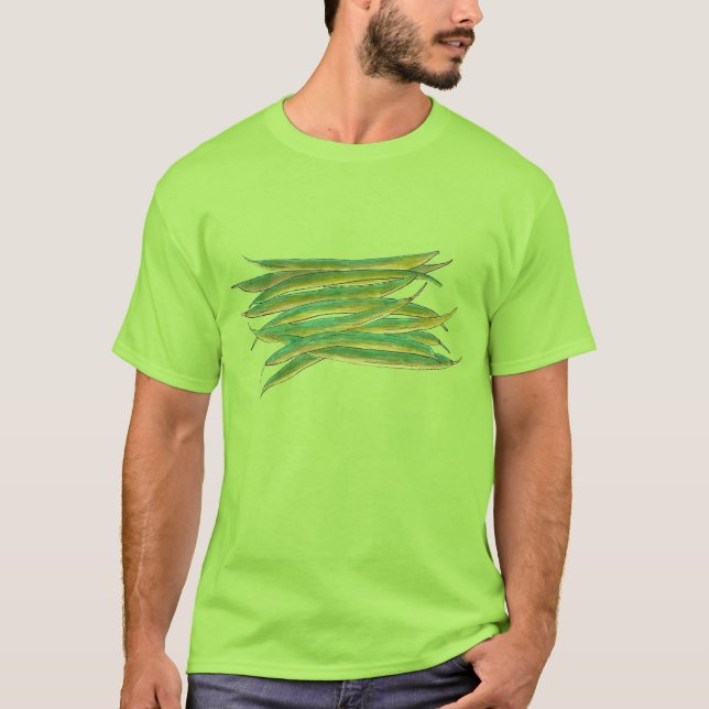 Lange grüne Bohnen Gemüsegarten Veggies Veg T-Shirt (Vorderseite)