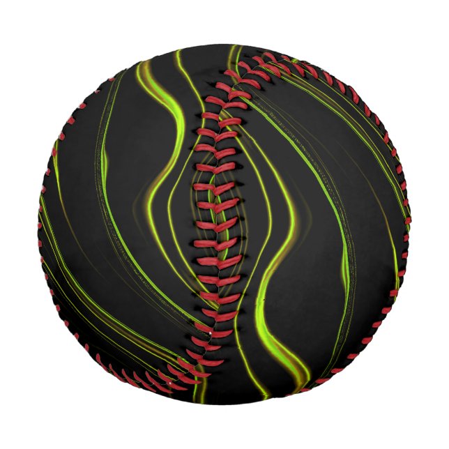 Lange, grüne, weiche Linien auf dunklem Hintergrun Baseball (Schrägansicht)