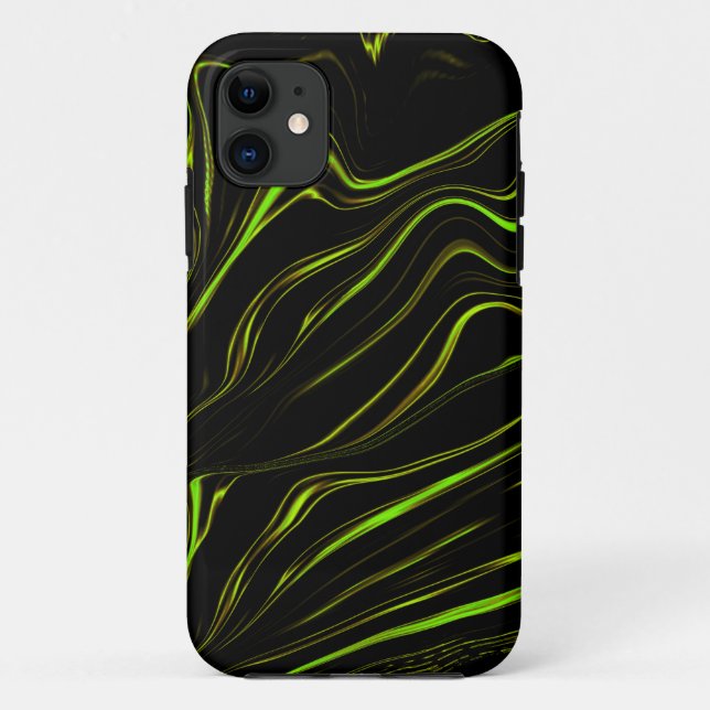 Lange, grüne, weiche Linien auf dunklem Hintergrun Case-Mate iPhone Hülle (Rückseite)