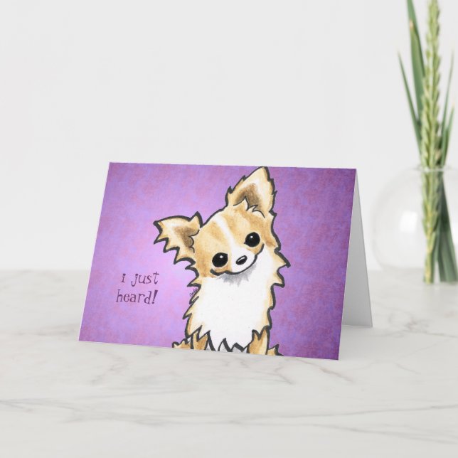 Lange Haar-Chihuahua sprechen Ihre Karte (Vorderseite)