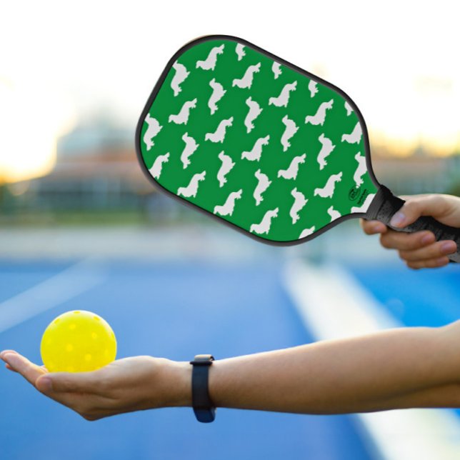 Lange Haare Dackel Love Pickleball Green Pickleball Schläger (Dachshund pickleball paddle)