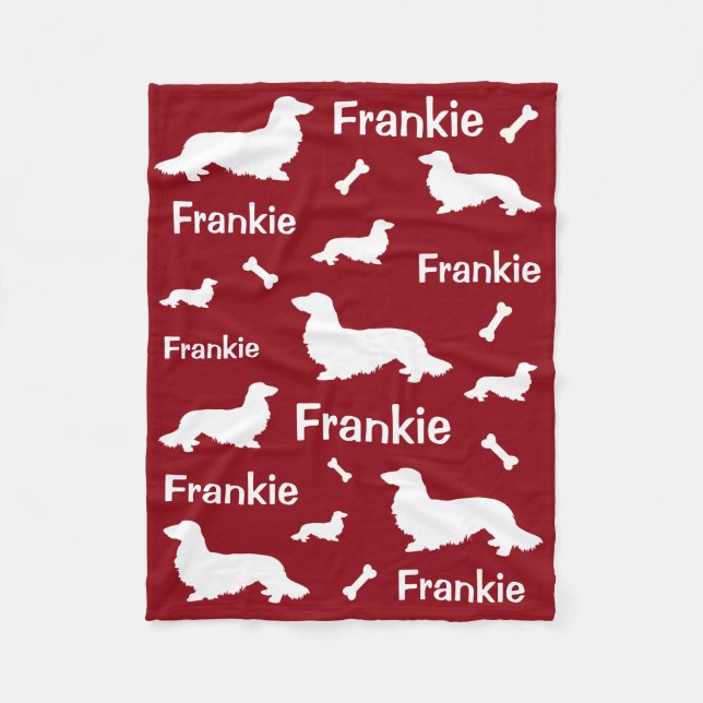Lange Haare Dackel Personalisiert Blanket Fleecedecke (Vorderseite)