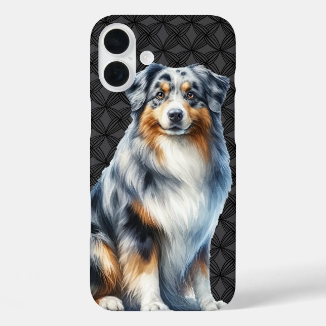 LANGE HAIRED FLUFFY AUSTRALIAN SHEPHERHERDOG iPhone 16 PLUS HÜLLE (Rückseite)