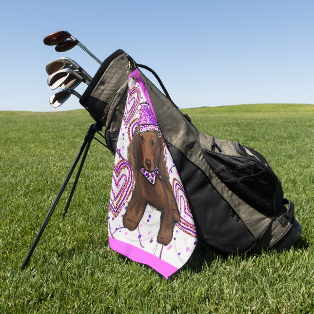 LANGE HAIRED RED DACKEL GOLFHANDTUCH (Gras)