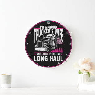 Lange Haul-Ehefrau von Proud Trucker Große Wanduhr