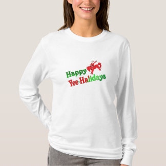 Lange Hülse glückliches Yee-Halidays T-Stück T-Shirt