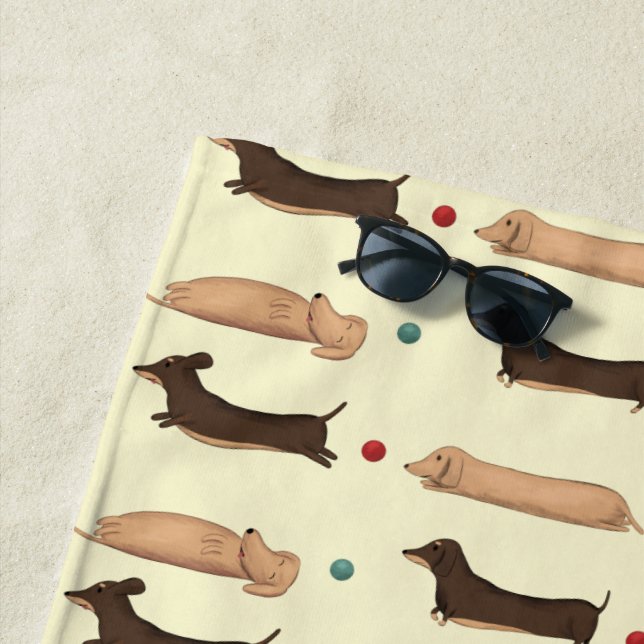 Lange Hunde - Dackeln Gelb und Rot Strandtuch (Beispiel)