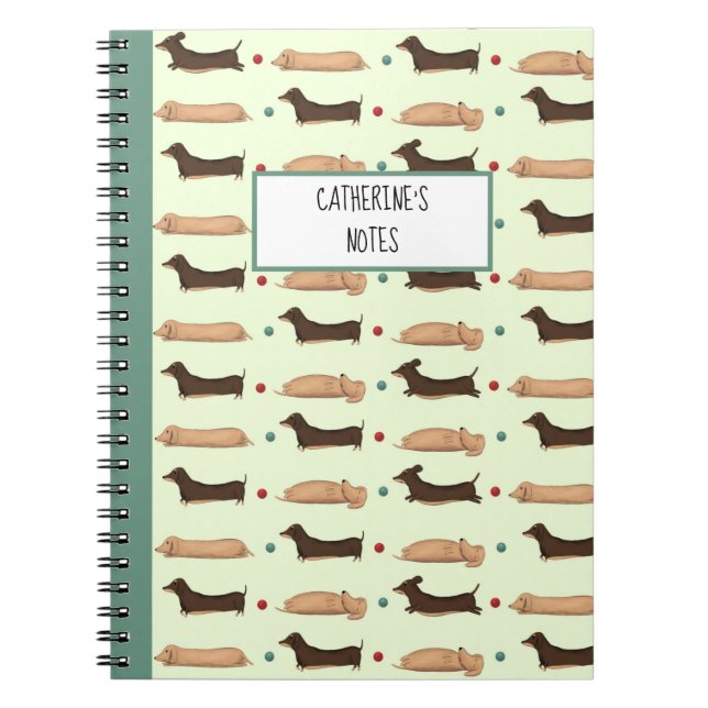 Lange Hunde - Dackeln Grünes Notebook Notizblock (Vorderseite)