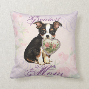 Lange Mantelchihuahua-Herz-Mama Kissen
