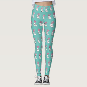 Lange Ohren des glücklichen weißen flaumigen Leggings