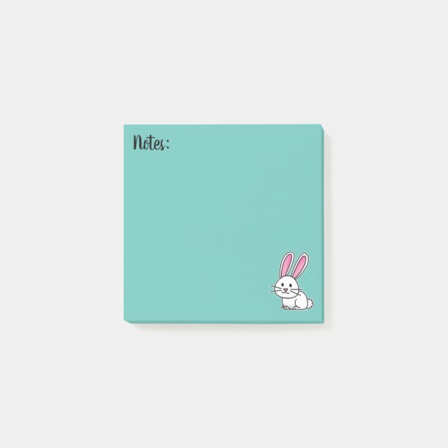 Lange Ohren des glücklichen weißen flaumigen Post-it Klebezettel (Vorderseite)