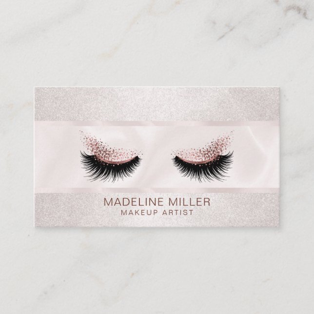 Lange Rose Gold Glittering Lashes Lashes Makeup Ar Visitenkarte (Vorderseite)