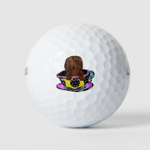 Lange rote haarige Doxie Golfball