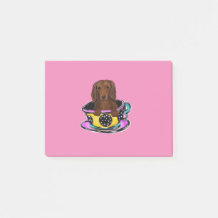 Lange rote haarige Doxie Post-it Klebezettel