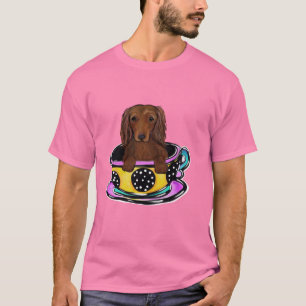 Lange rote haarige Doxie T-Shirt