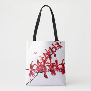 "Lange rote Orchideen-treffend" Taschen-Weiß Tasche