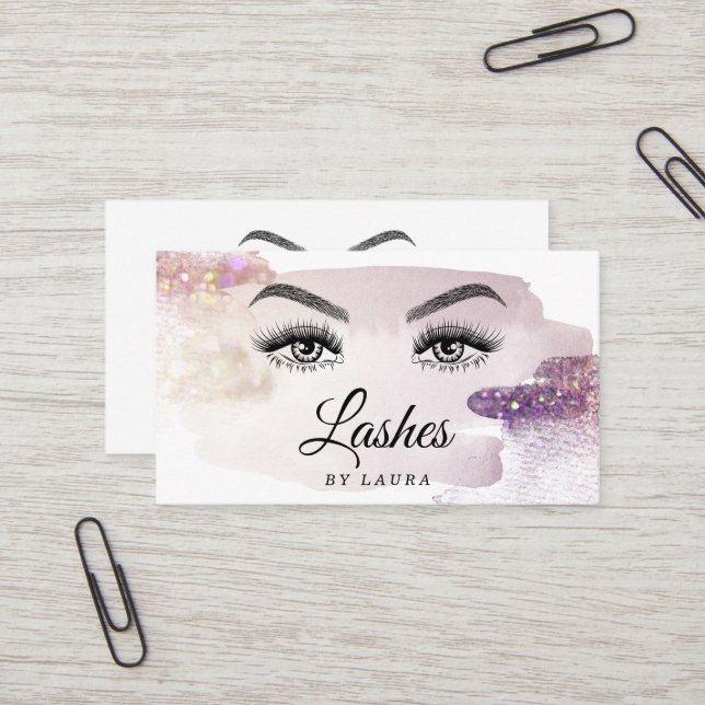 Lange schöne Lashes Augen und Brows Hand gezogen,  Visitenkarte (Vorderseite/Rückseite Beispiel)