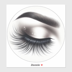 Lange schwarze wimperige Wimpernverlängerungen Sch Aufkleber