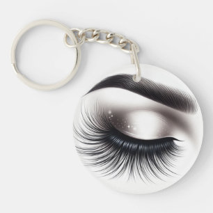 Lange schwarze wimperige Wimpernverlängerungen Sch Schlüsselanhänger