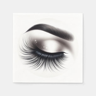 Lange schwarze wimperige Wimpernverlängerungen Sch Serviette