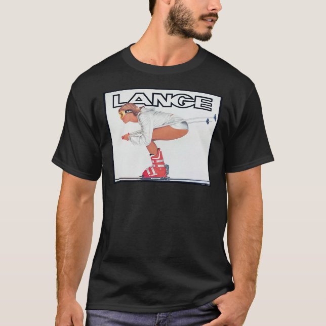 Lange Ski Girl Poster T-Shirt (Vorderseite)