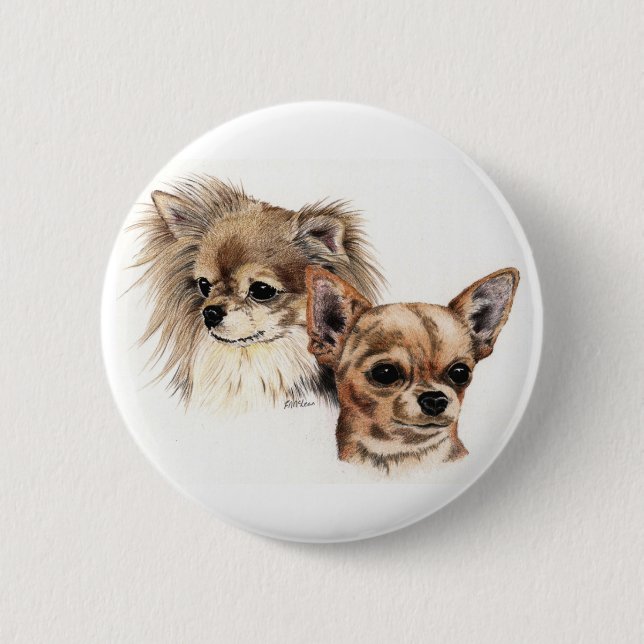 Lange und glatte Mantel-Chihuahua Button (Vorderseite)