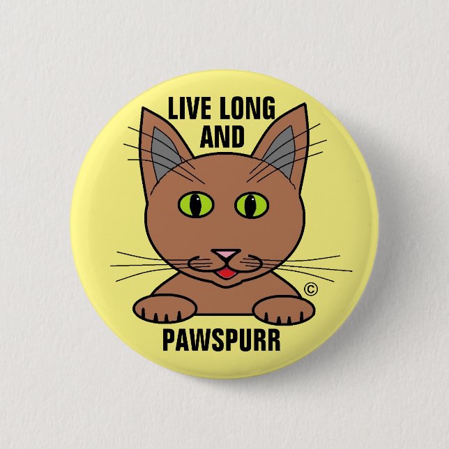 Lange und paws Purer humorvoller Katzenknopf Button (Vorderseite)