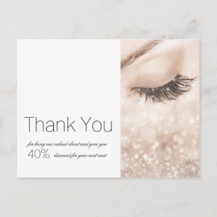 Lange Wimpern Glitter Beige Creme Danke Postkarte