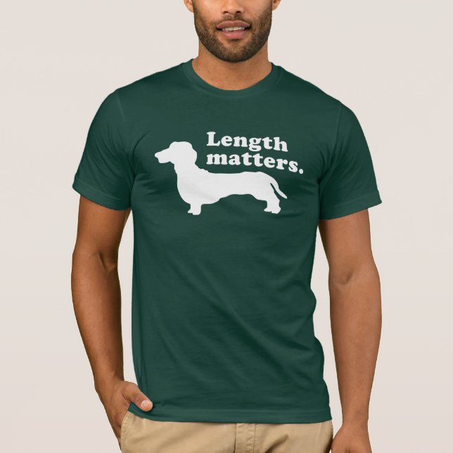 "Längen-Angelegenheiten." (Dackel) DUNKELHEIT T-Shirt (Vorderseite)