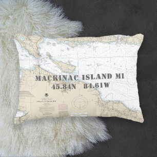 Längengrad der obersten Michigan-Seekarte Kissen Für Draußen