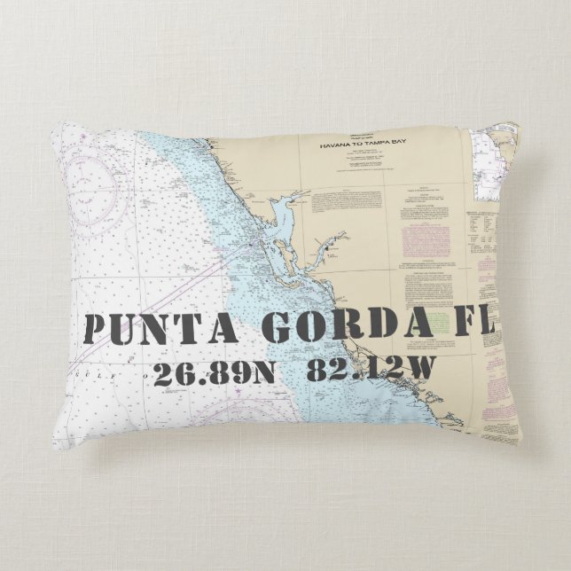 Längengrad Punta Gorda FL Dekokissen (Vorderseite)