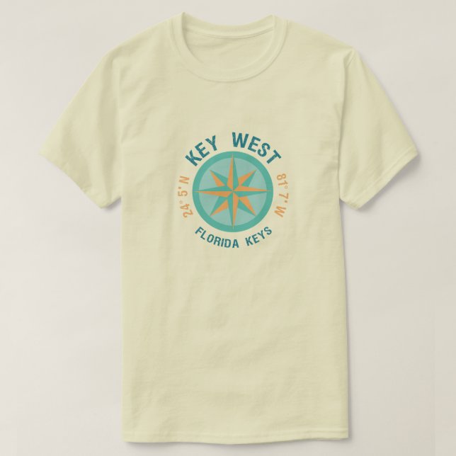 Längengrad von Key West Florida T-Shirt (Design vorne)