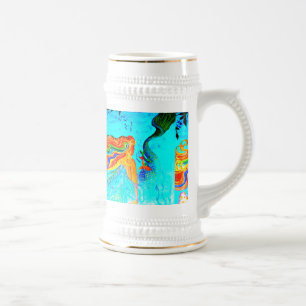 langer Haarmeerjungfrau Mehrfarbenstein Bierglas