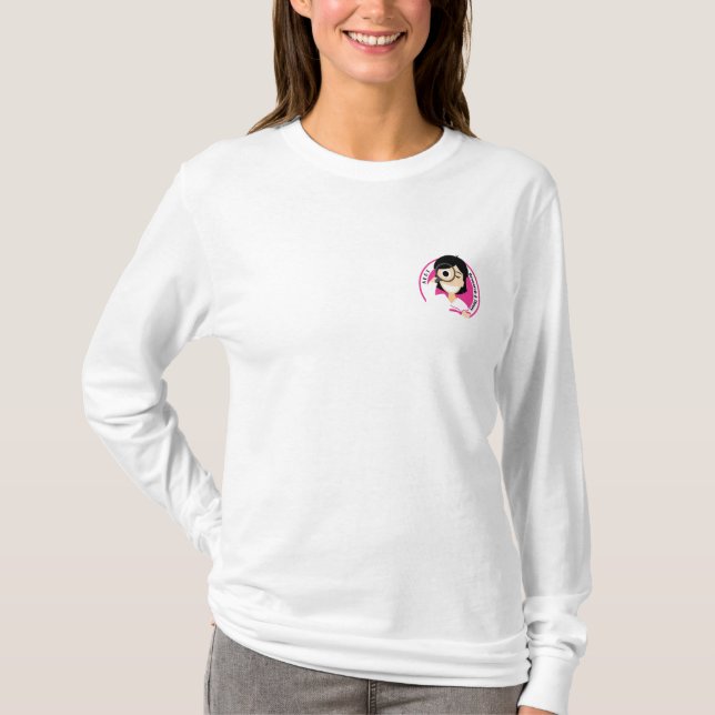 Langer Hülsen-Damen-T - Shirt mit weiblichem (Vorderseite)