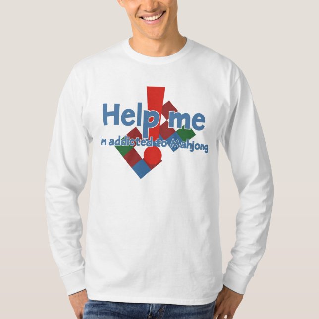 Langer Hülsen-T - Shirt Mahjong Süchtigen (Vorderseite)