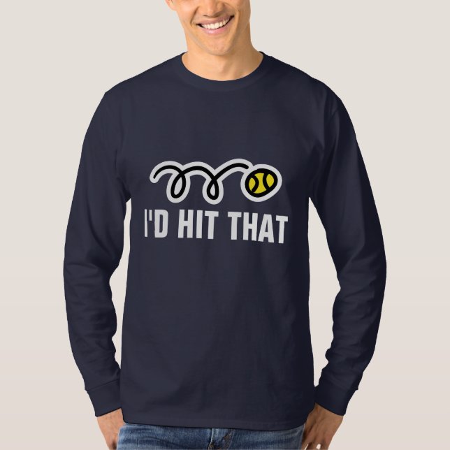 Langer Hülsentennis-T - Shirt mit lustigem Zitat (Vorderseite)