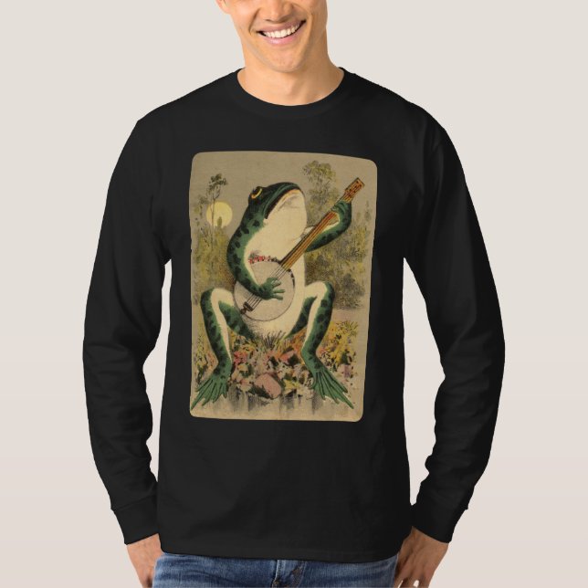 Langer T - Shirt Hülse des FroschSerenadeschwarzen (Vorderseite)