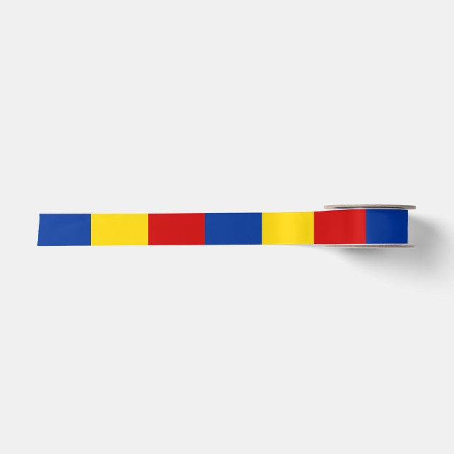 Langes Flaggensymbol Rumänien-Landes Satinband (Vorderseite)
