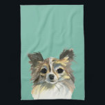 Langes Haar-Chihuahua-HundeAquarell-Porträt Küchentuch<br><div class="desc">Watercolormalerei eines niedlichen langen Haar Chihuahuahundes. Er hat Pelz des hellen und dunklen Brauns und weißen Kasten. Vervollkommnen Sie Entwurf für Hundeliebhaber und Chihuahua-Eigentümer!</div>