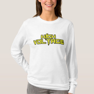 Langes Hülse V-Hals HochspannungsShirt (weiß) T-Shirt