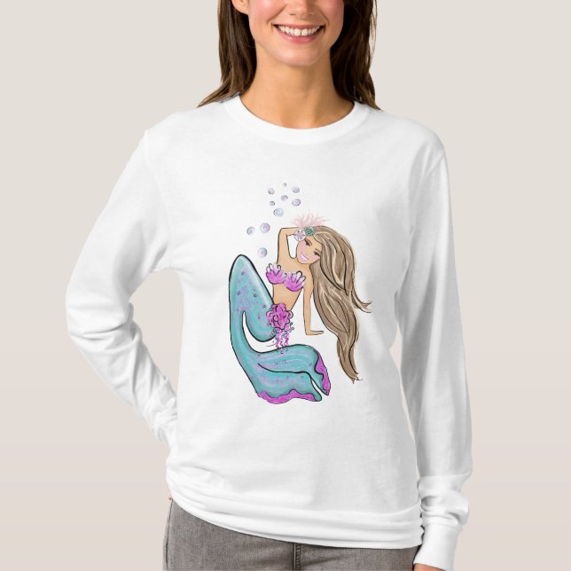 Langes Hülsen-Shirt der Meerjungfrau T-Shirt (Vorderseite)