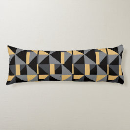 Langes Kissen Geometrie | Schwarz, Gold Handwerkst