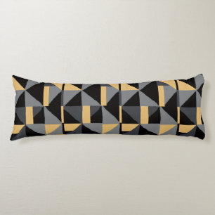Langes Kissen Geometrie   Schwarz, Gold Handwerkst