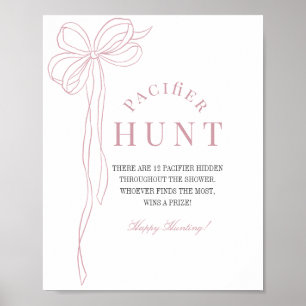 Langes rosa Schleifenband Baby Shower Schnuller Ja Poster
