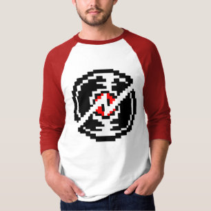 Langes rotes Hülsen-Shirt mit defektem Rekordbild T-Shirt