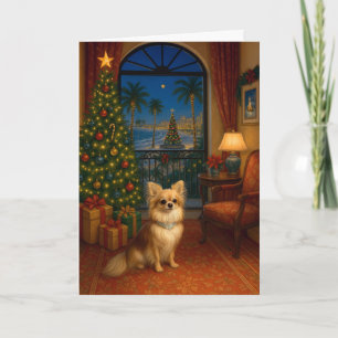 Langhaar-Chihuahua-Feiertagskarte Feiertagskarte